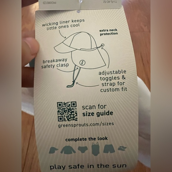 NWT Green Sprouts 9-18M Recycled Fabric White Sun Hat UPF 50+ Adjustable Toggles - Picture 4 of 6